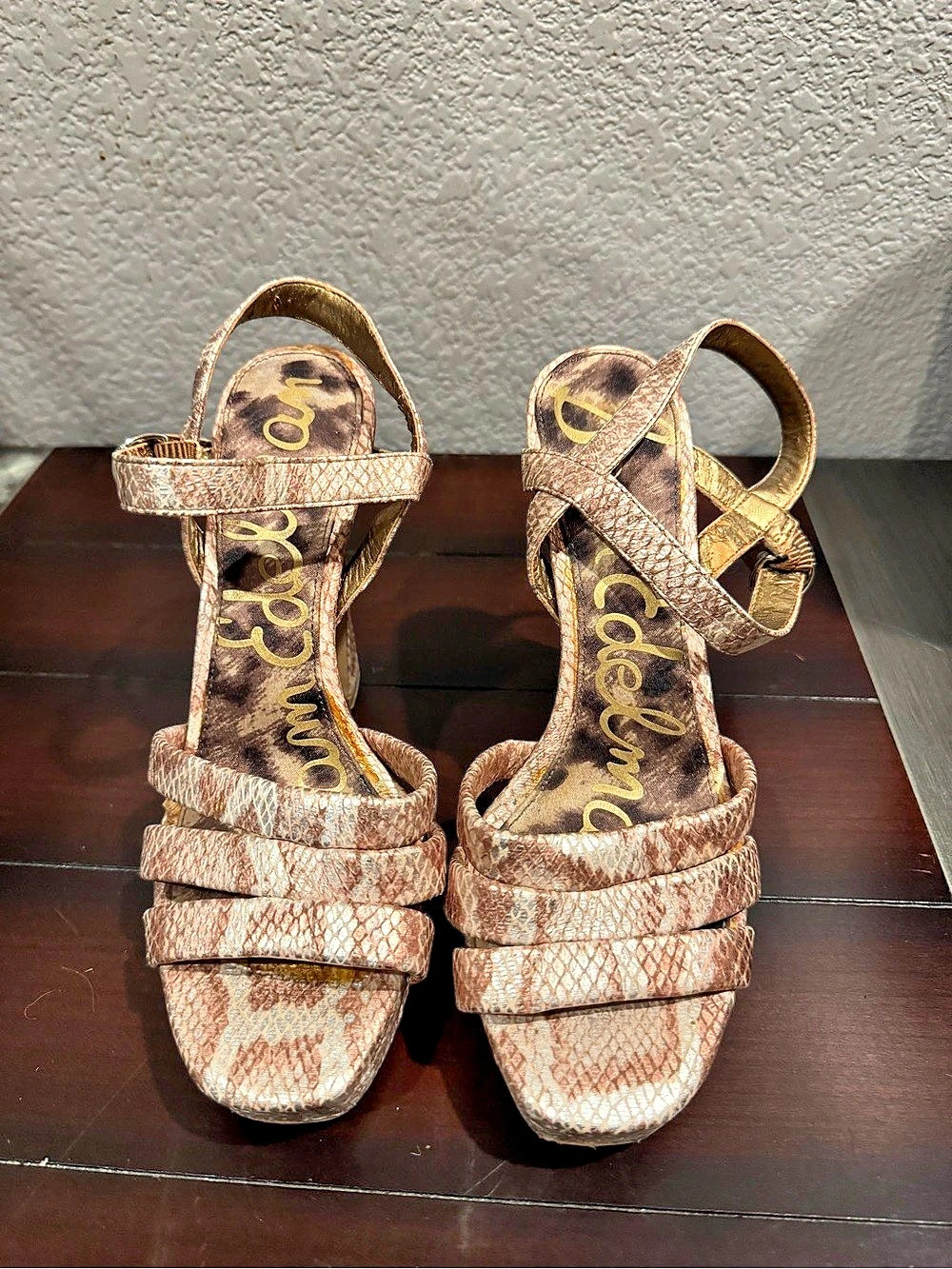 Vintage Sam Edelman Bronze Snakeskin Heels
